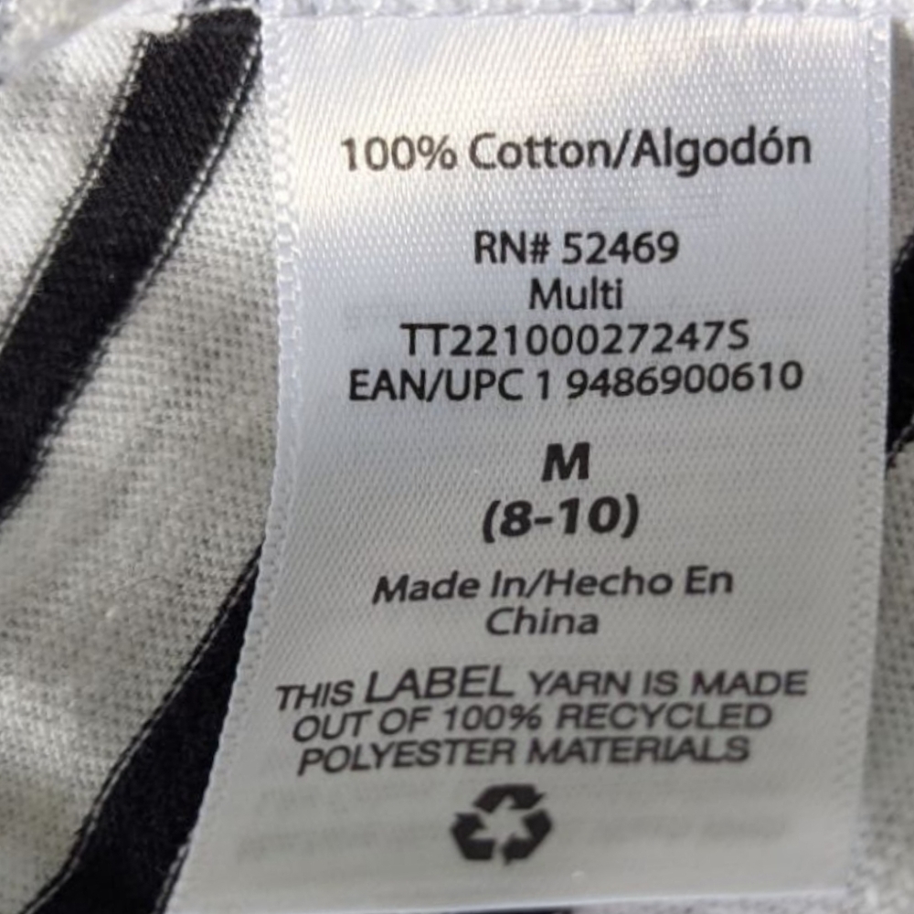 Time and Tru Womens Double V-Neck Shirttail Midi Dress Black‎ White M 8-10 New - Picture 6 of 6